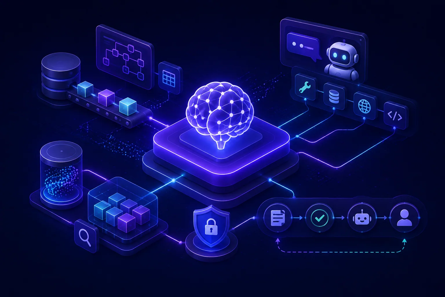 An AI system coordinating governed tools, data and operational workflows