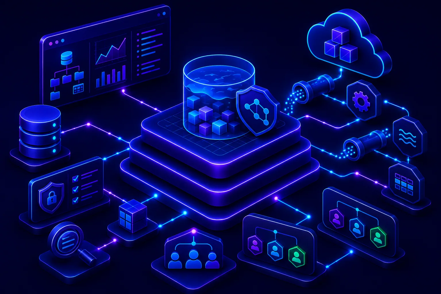 A governed data platform connecting trusted sources, analytics, and AI workloads