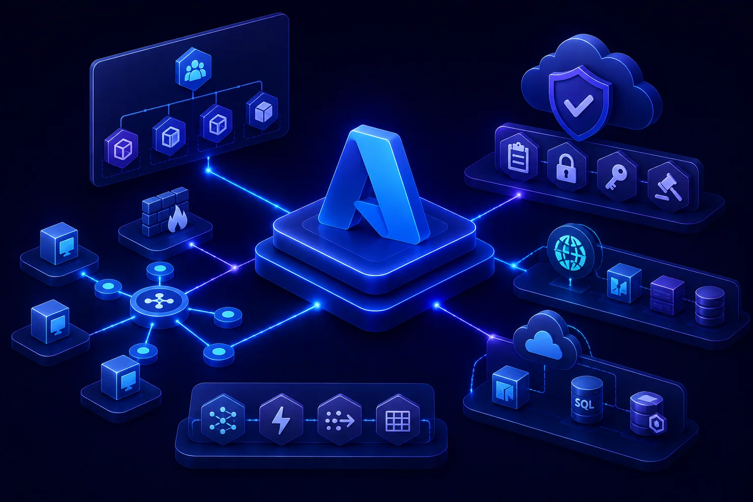 A governed Azure architecture connecting platform and workload services